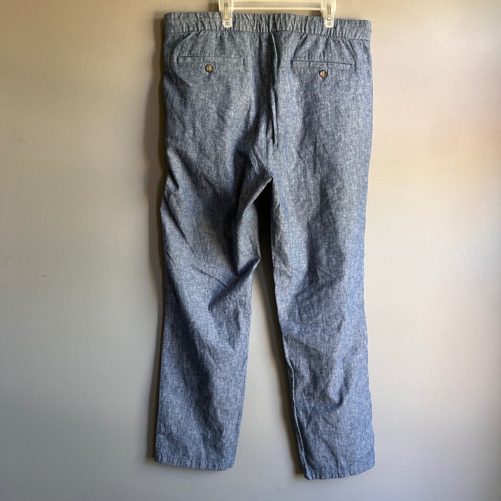 Old Navy Mens Blue Linen Blend Chambray Straight Leg Pants Size L 36x31 - Picture 2 of 8